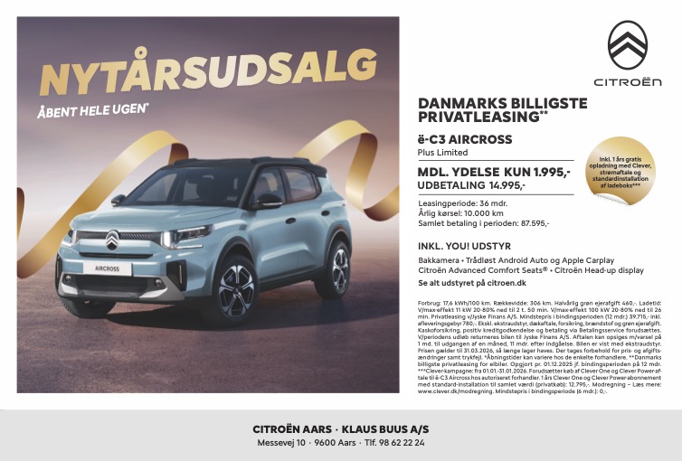 Annonce ë-C3 Aircross - 266x180 - Nytårssalg 2026 - U1 22.12.2025