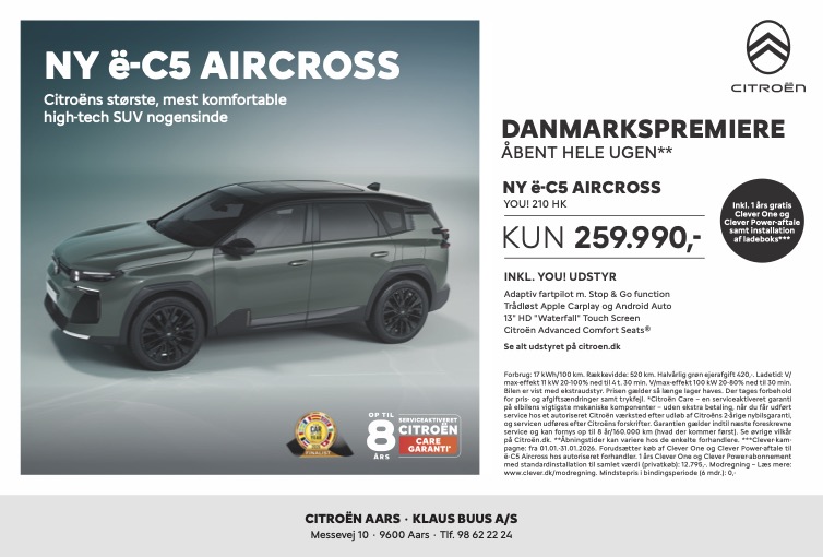 Annonce ë-C5 Aircross - 266x180 - Danmarkspremiere 2026 - U1 22.12.2025 (1)